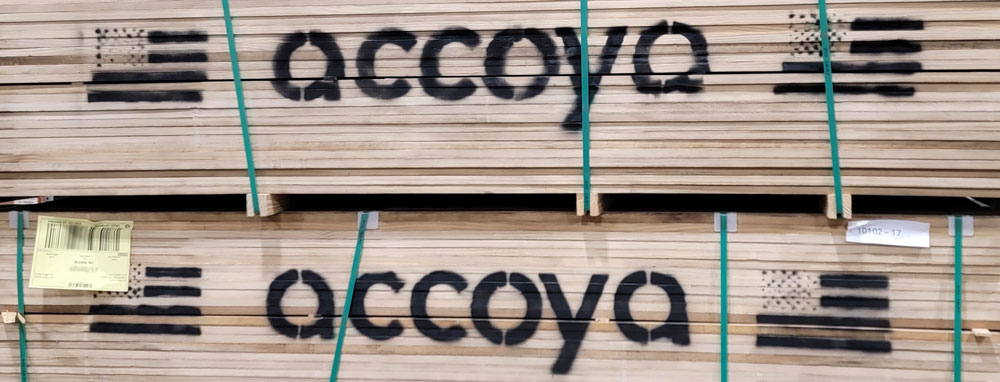 Accoya Lumber Packs in the Hardwood Industries Warehouse