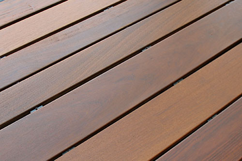 Ipe decking finished with Rubio DuroGrit in Foxey Brown.