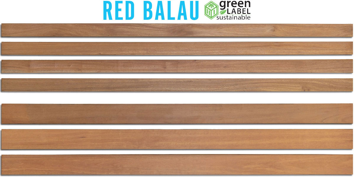 Red Balau, sometimes called Batu, decking in 4 inch and 6 inch width.