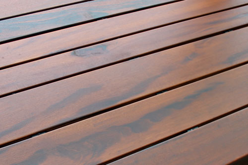 Ipe decking finished with Rubio DuroGrit in Foxey Brown.