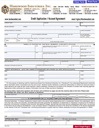 Hardwood Industries, Inc. Credit Application PDF Form