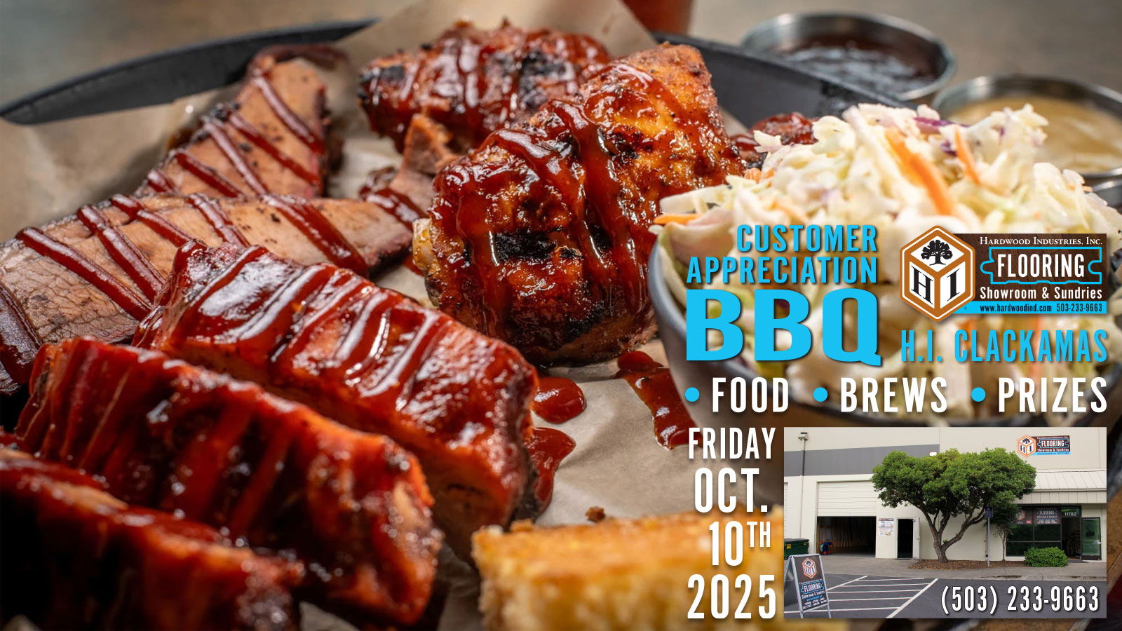 H.I. Clackamas Customer Appreciation BBQ. Join us Friday, Oct. 10th for Food, Brews, Sales, and Prizes!